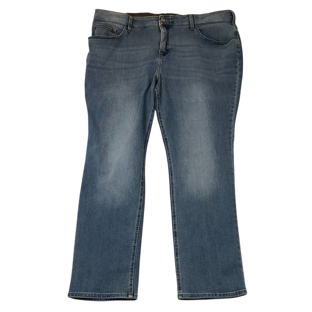Lee Womens Jeans Plus Size 24W Blue Denim Slim Fit Straight Leg Mid Rise Casual